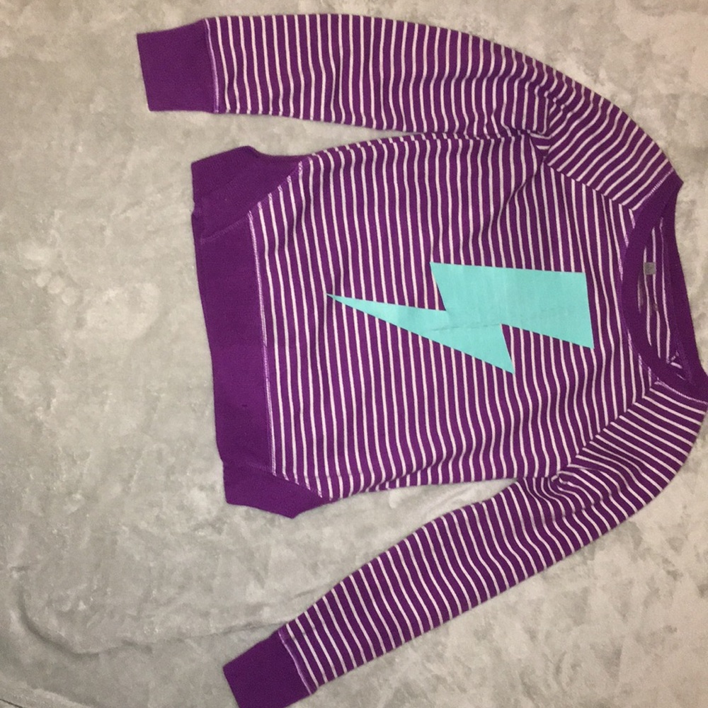 Purple and white striped sweater